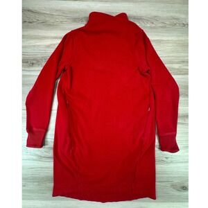 Athleta Cozy Karma Mock Neck Fleece Dress Red S Small Pockets Thumbholes HO22